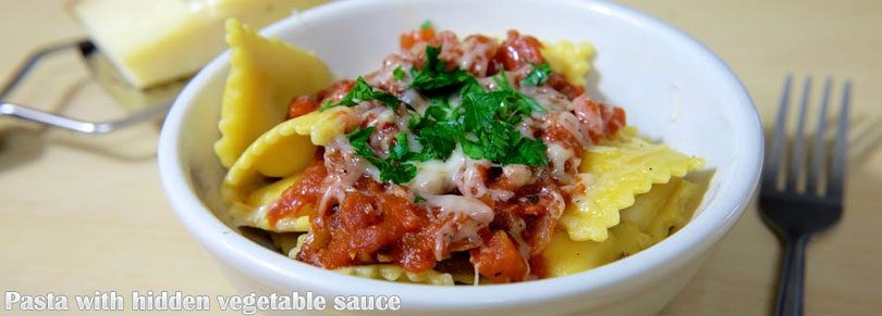 Pasta with hidden vegetable sauce